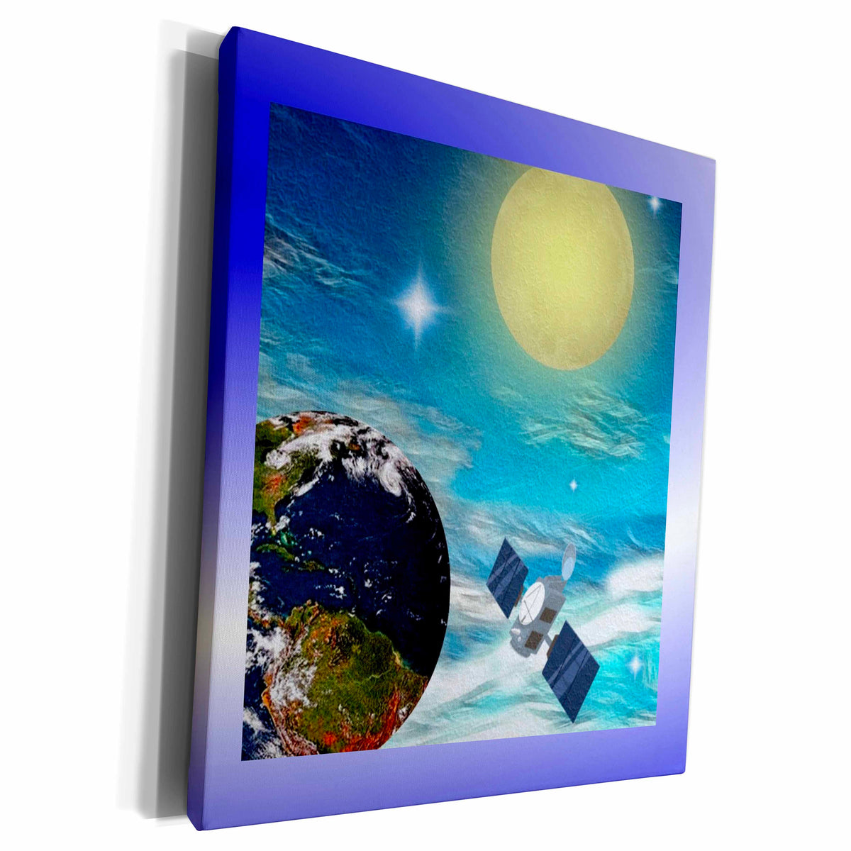 3dRose SmudgeArt Sci Fi Designs - Space Station Drifting Away - Museum Grade Canvas Wrap (cw_18532)