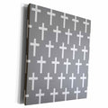 3dRose Charcoal Grey Christian Cross pattern white religious... - Museum Grade Canvas Wrap (cw_185491)