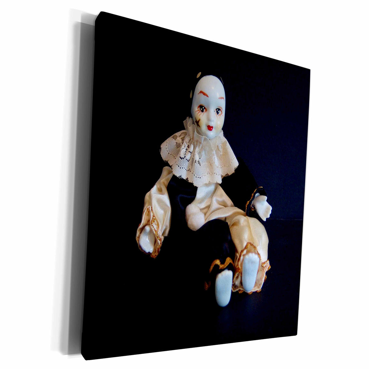 3dRose Florene Decorative - Black n White Jester - Museum Grade Canvas Wrap (cw_18616)