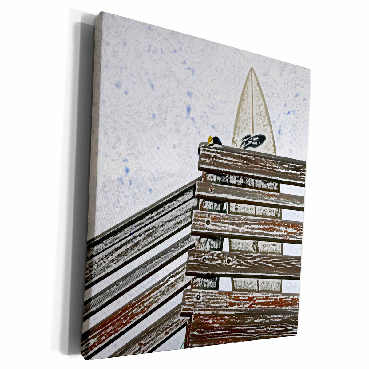 3dRose surfboard on dock abstract sketch - Museum Grade Canvas Wrap (cw_186667)
