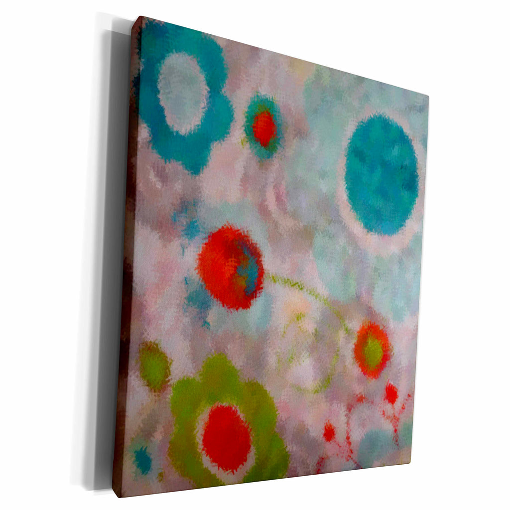 3dRose Florene Abstract Pattern - Turquoise Pop - Museum Grade Canvas Wrap (cw_18696)