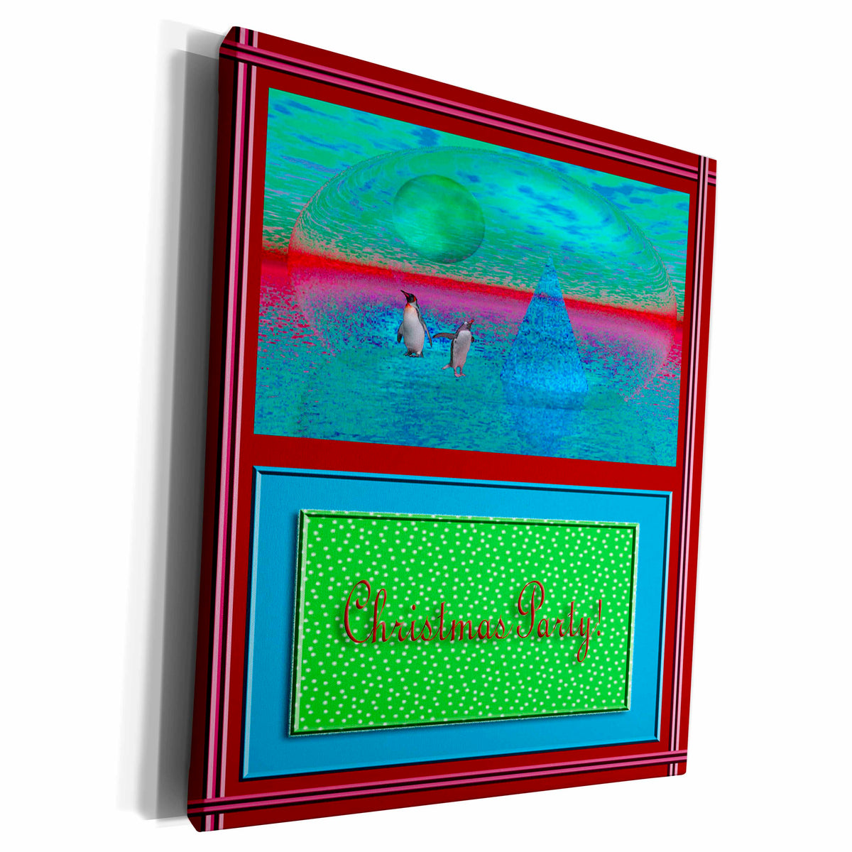 3dRose Penguinland Christmas Party 3d - Museum Grade Canvas Wrap (cw_18895)