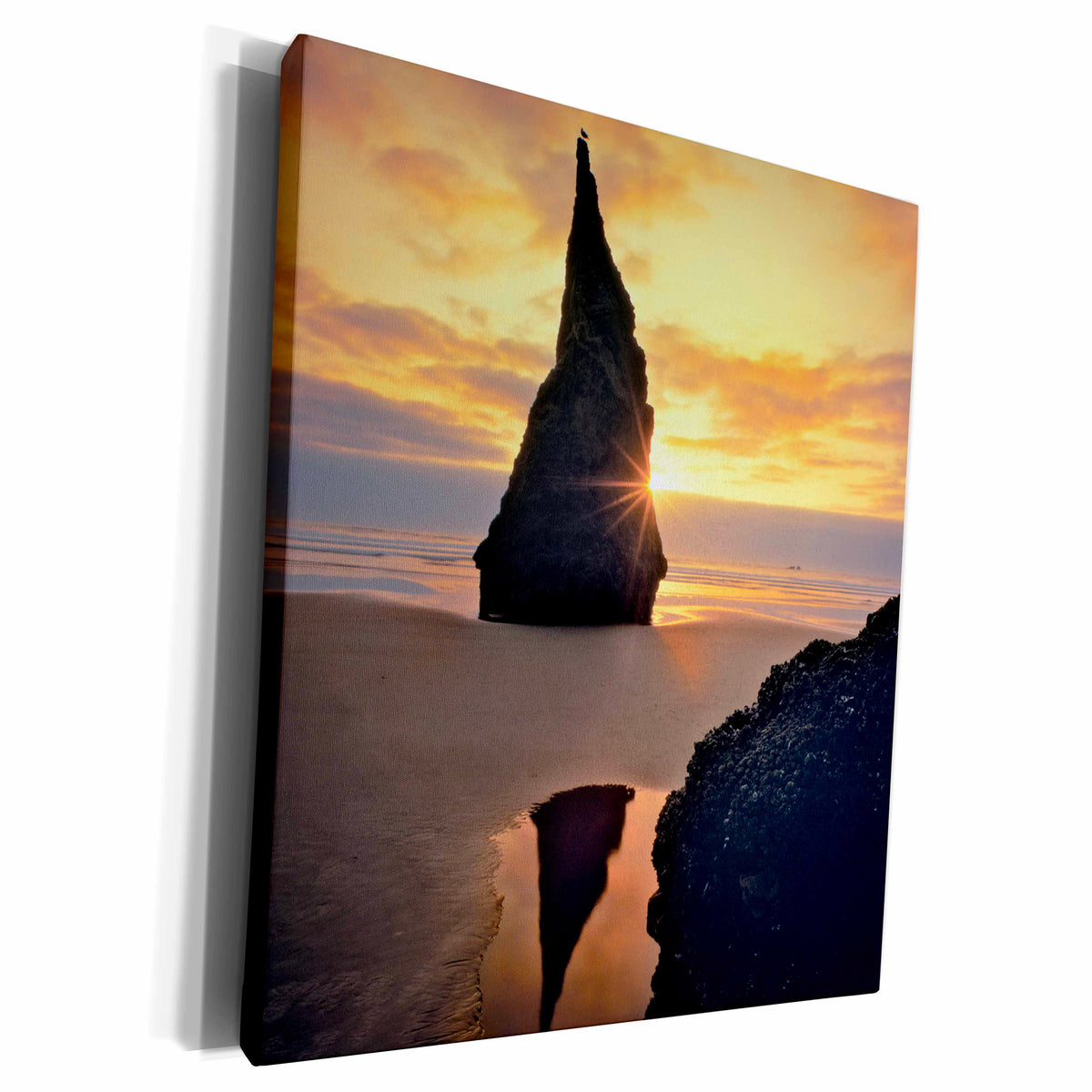 3dRose USA, Oregon. Rock formation at sunset on Bandon... - Museum Grade Canvas Wrap (cw_190947)