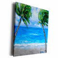 3dRose Two palms trees on a sandy beach - Museum Grade Canvas Wrap (cw_192457)