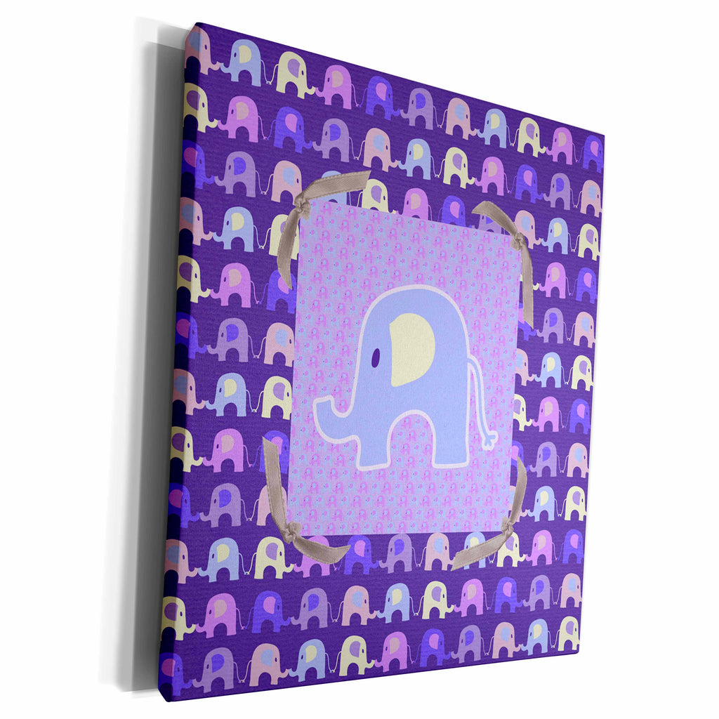 3dRose Large Elephant on Elephant Background Tied with... - Museum Grade Canvas Wrap (cw_192576)