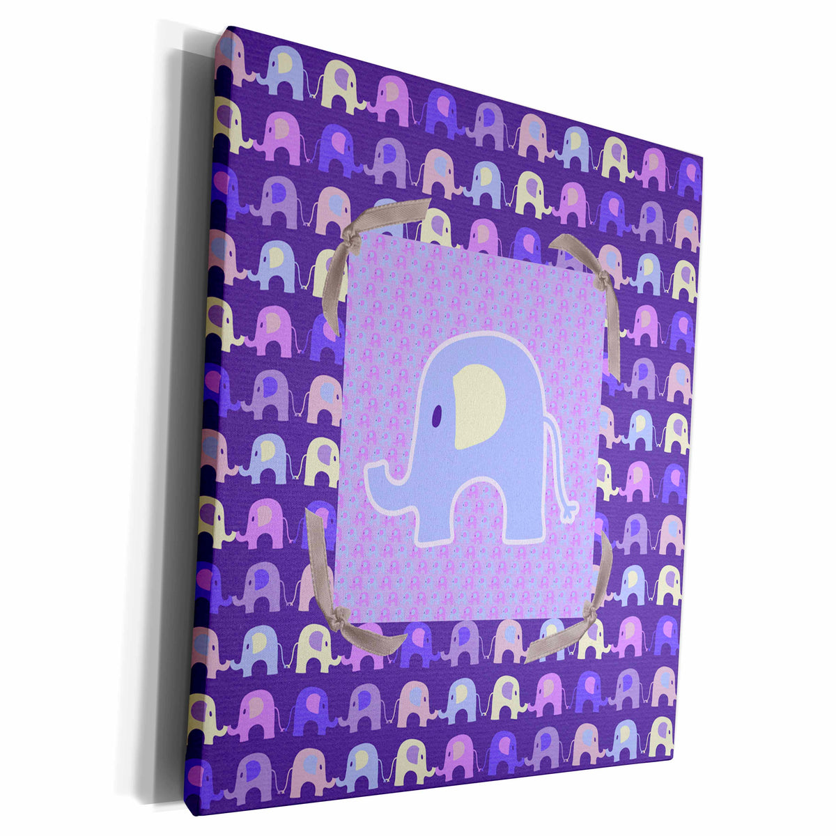 3dRose Large Elephant on Elephant Background Tied with... - Museum Grade Canvas Wrap (cw_192576)