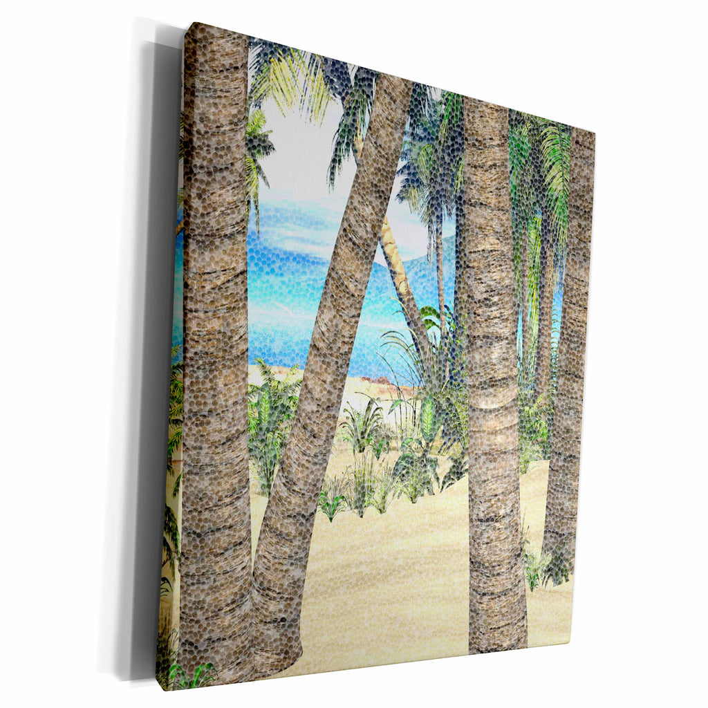 3dRose PS Beach - Tropical Palm Trees - Museum Grade Canvas Wrap (cw_192785)