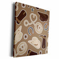 3dRose Cute Cowboy Theme Pattern Tan and Brown - Museum Grade Canvas Wrap (cw_192880)