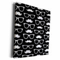 3dRose Hipster Glasses and Mustaches Black - Museum Grade Canvas Wrap (cw_192883)