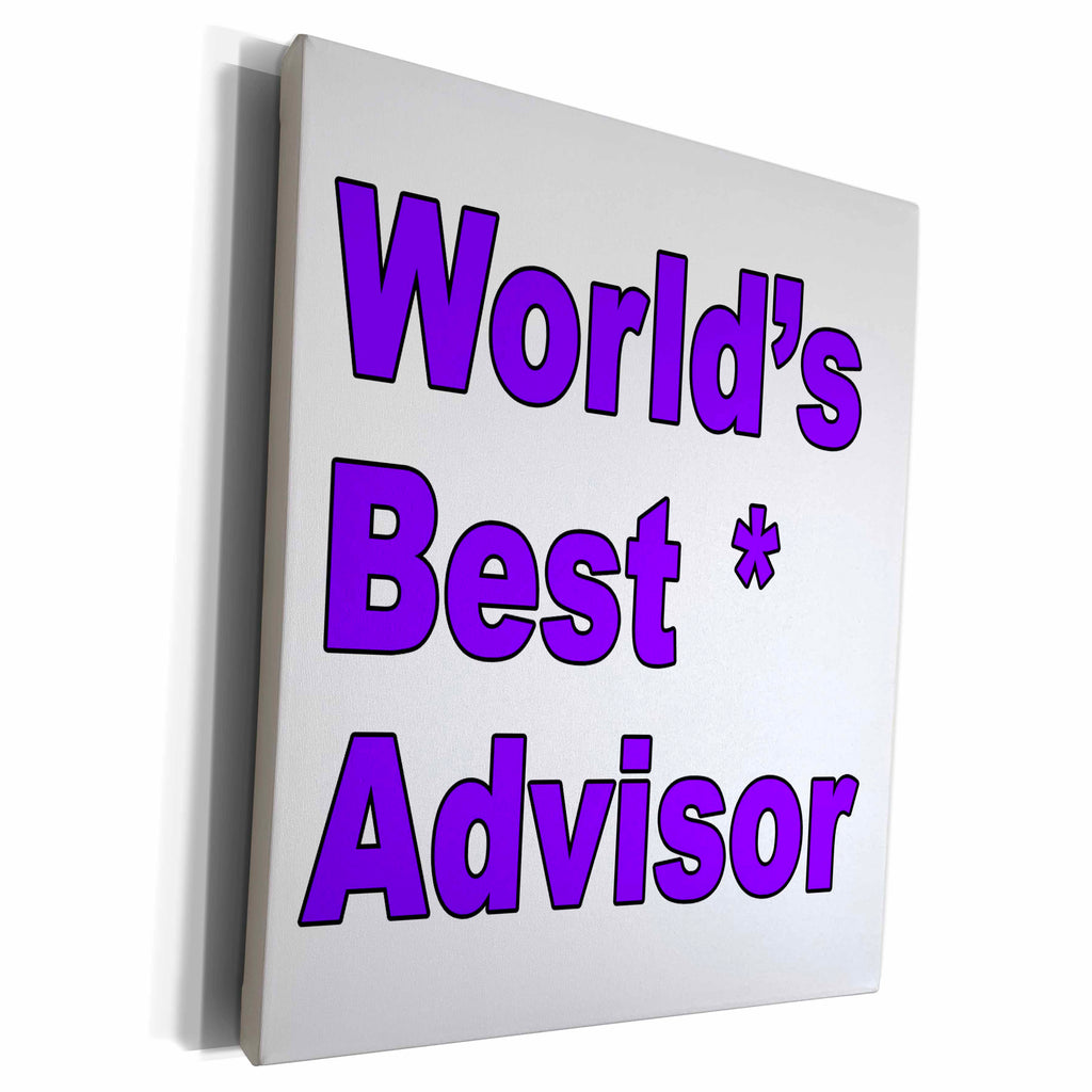 3dRose EvaDane - Quotes - Worlds best advisor. Purple. - Museum Grade Canvas Wrap (cw_193255)