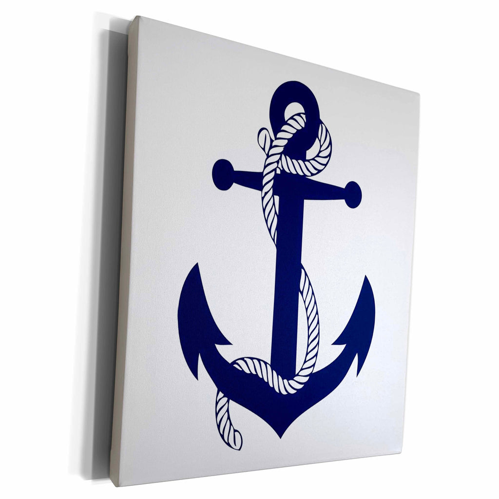 3dRose EvaDane - Images - Anchor. Navy. - Museum Grade Canvas Wrap (cw_193348)