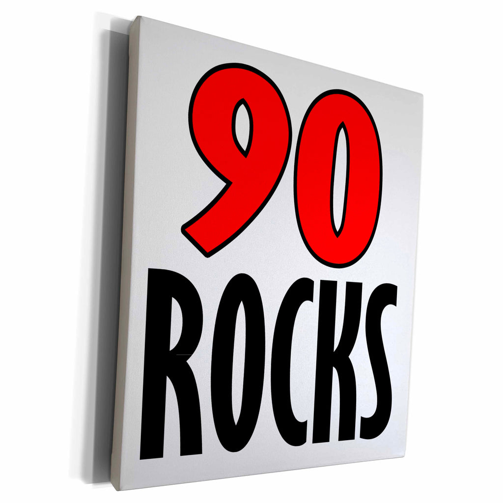 3dRose EvaDane - Funny Quotes - 90 Rocks. Red. - Museum Grade Canvas Wrap (cw_193360)