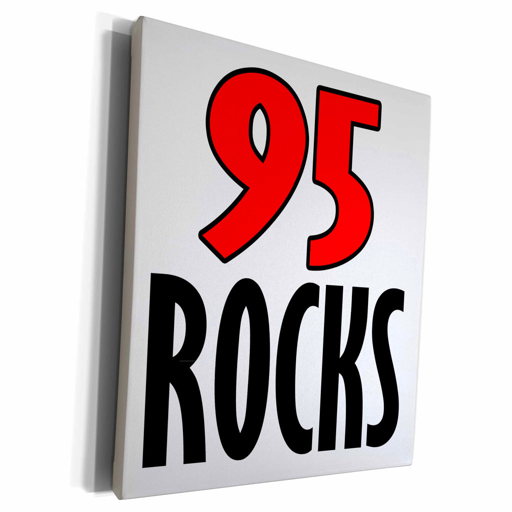 3dRose EvaDane - Funny Quotes - 95 Rocks. Red. - Museum Grade Canvas Wrap (cw_193361)