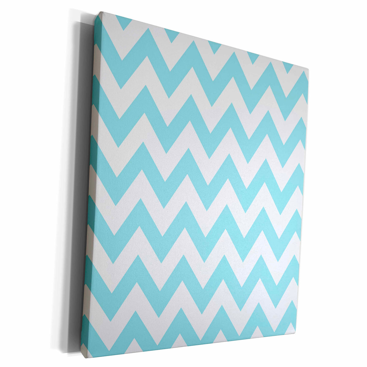 3dRose EvaDane - Prints - Aqua and White Chevron. - Museum Grade Canvas Wrap (cw_193380)