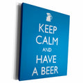 3dRose Keep calm and have a beer. Blue. - Museum Grade Canvas Wrap (cw_193571)