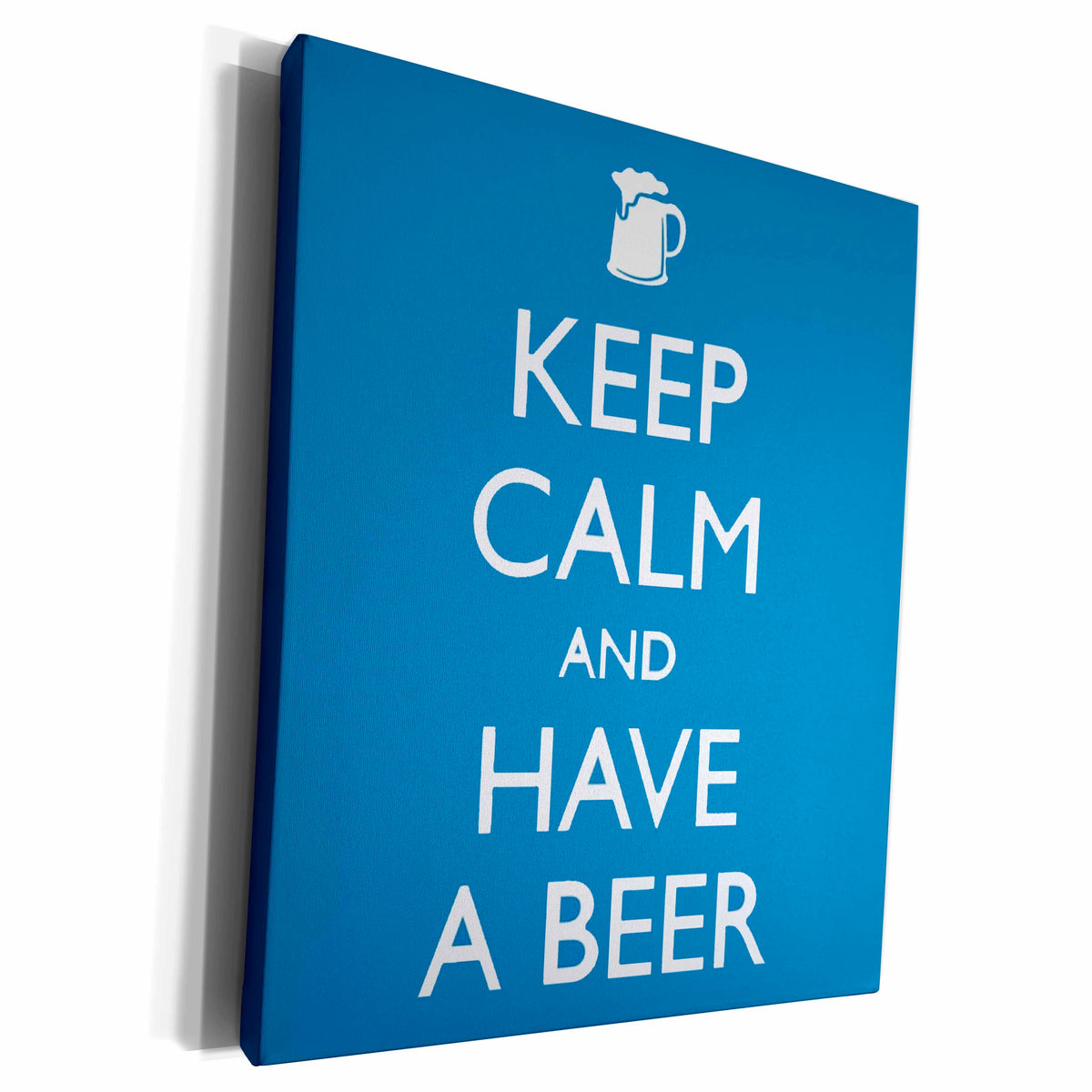 3dRose Keep calm and have a beer. Blue. - Museum Grade Canvas Wrap (cw_193571)