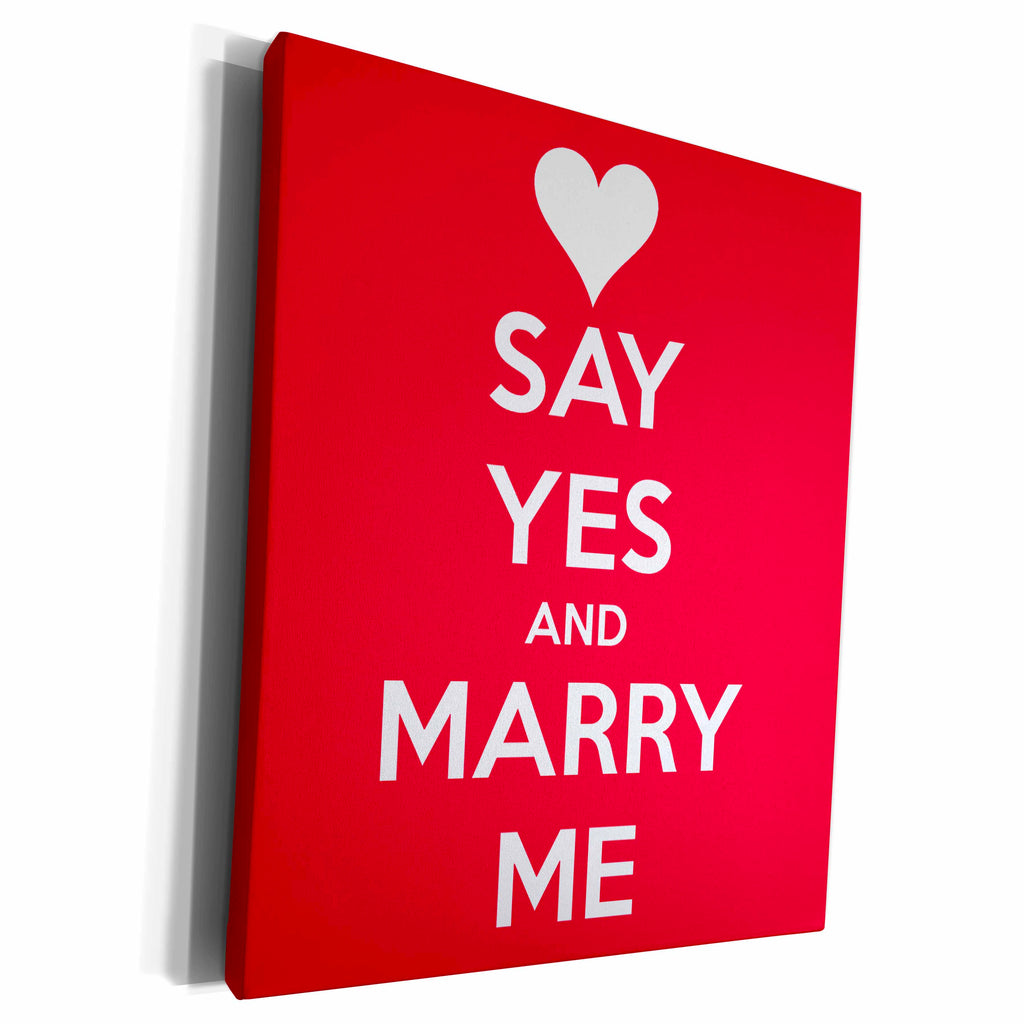 3dRose EvaDane - Funny Quotes - Keep calm and marry me. Red. - Museum Grade Canvas Wrap (cw_193612)