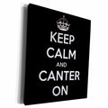 3dRose Keep calm and canter on. Black. - Museum Grade Canvas Wrap (cw_193621)