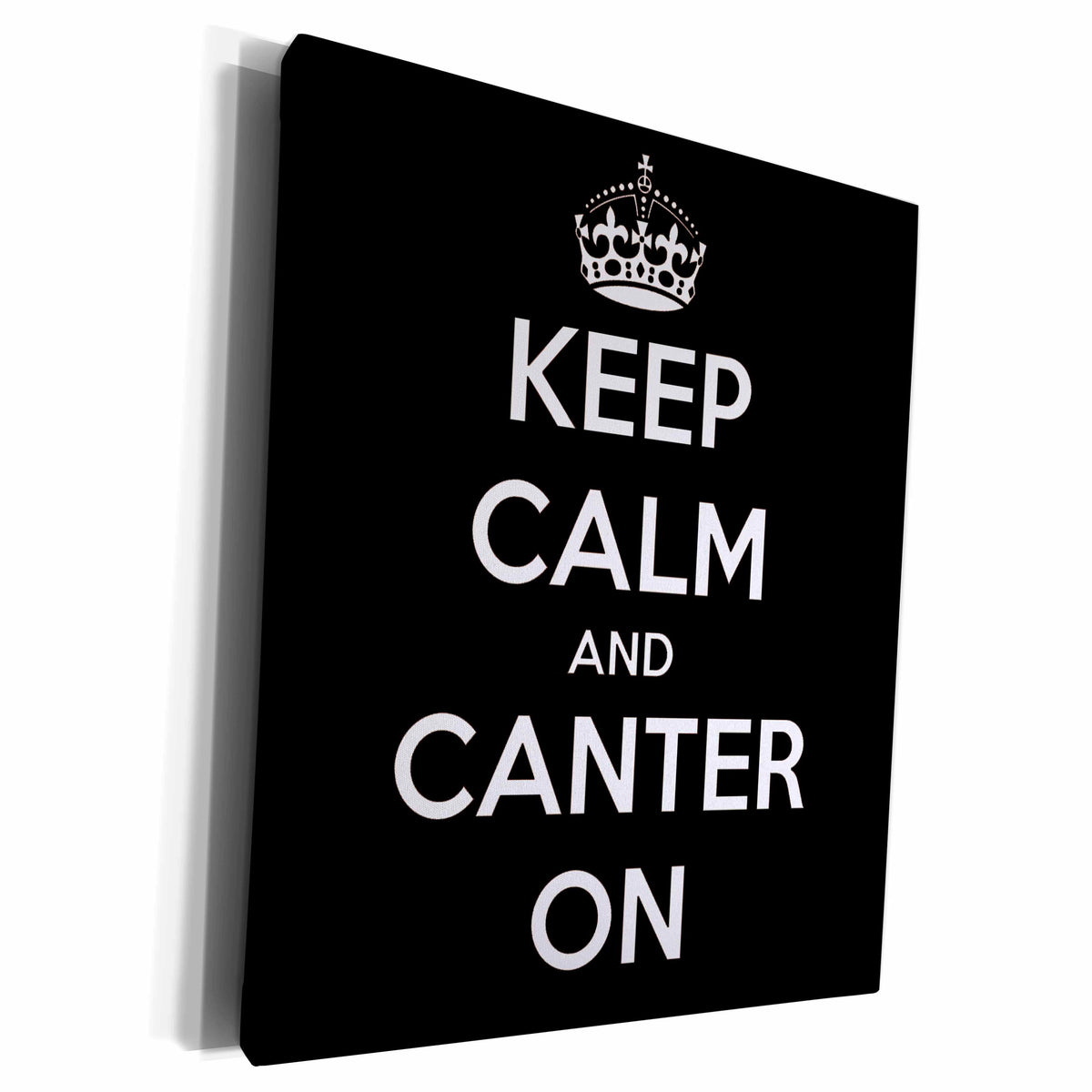 3dRose Keep calm and canter on. Black. - Museum Grade Canvas Wrap (cw_193621)