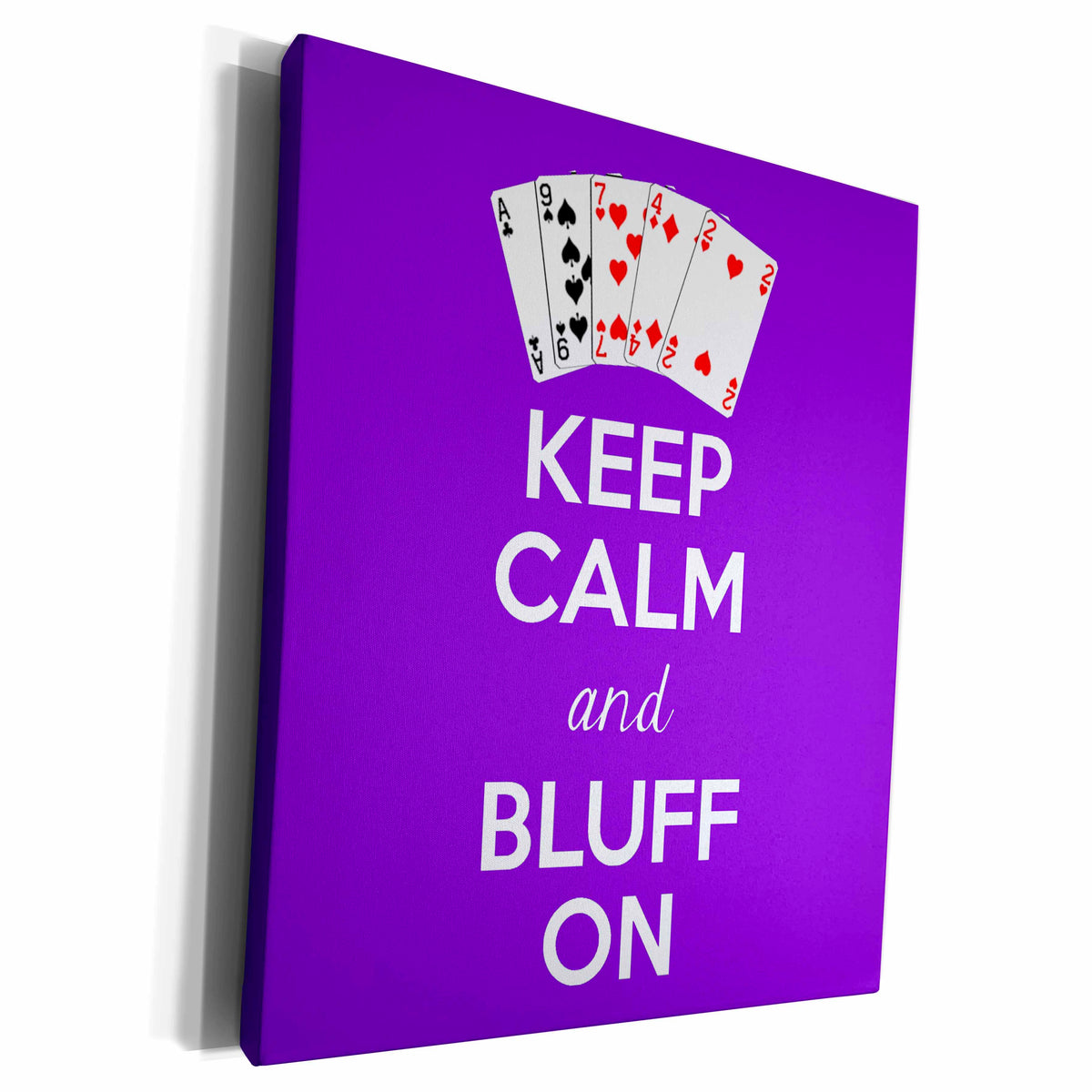 3dRose Keep calm and bluff on. Purple. - Museum Grade Canvas Wrap (cw_193625)