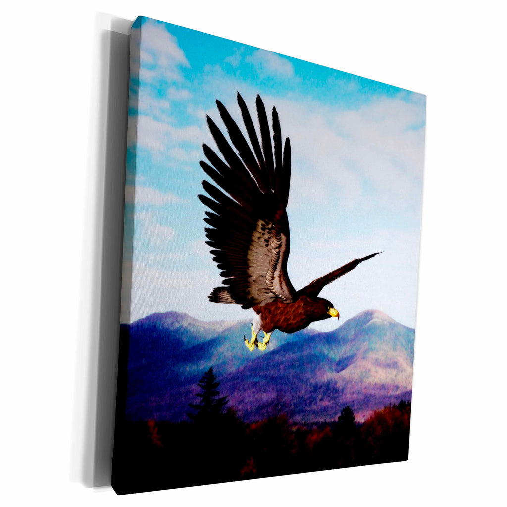 3dRose Eagle Soaring Over Purple Mountains Majesty - Museum Grade Canvas Wrap (cw_19388)