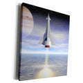 3dRose Rocket Launch space travel to distant planets in this... - Museum Grade Canvas Wrap (cw_19418)