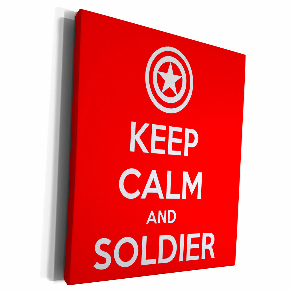 3dRose EvaDane - Quotes - Keep calm and soldier on. Red. - Museum Grade Canvas Wrap (cw_194306)