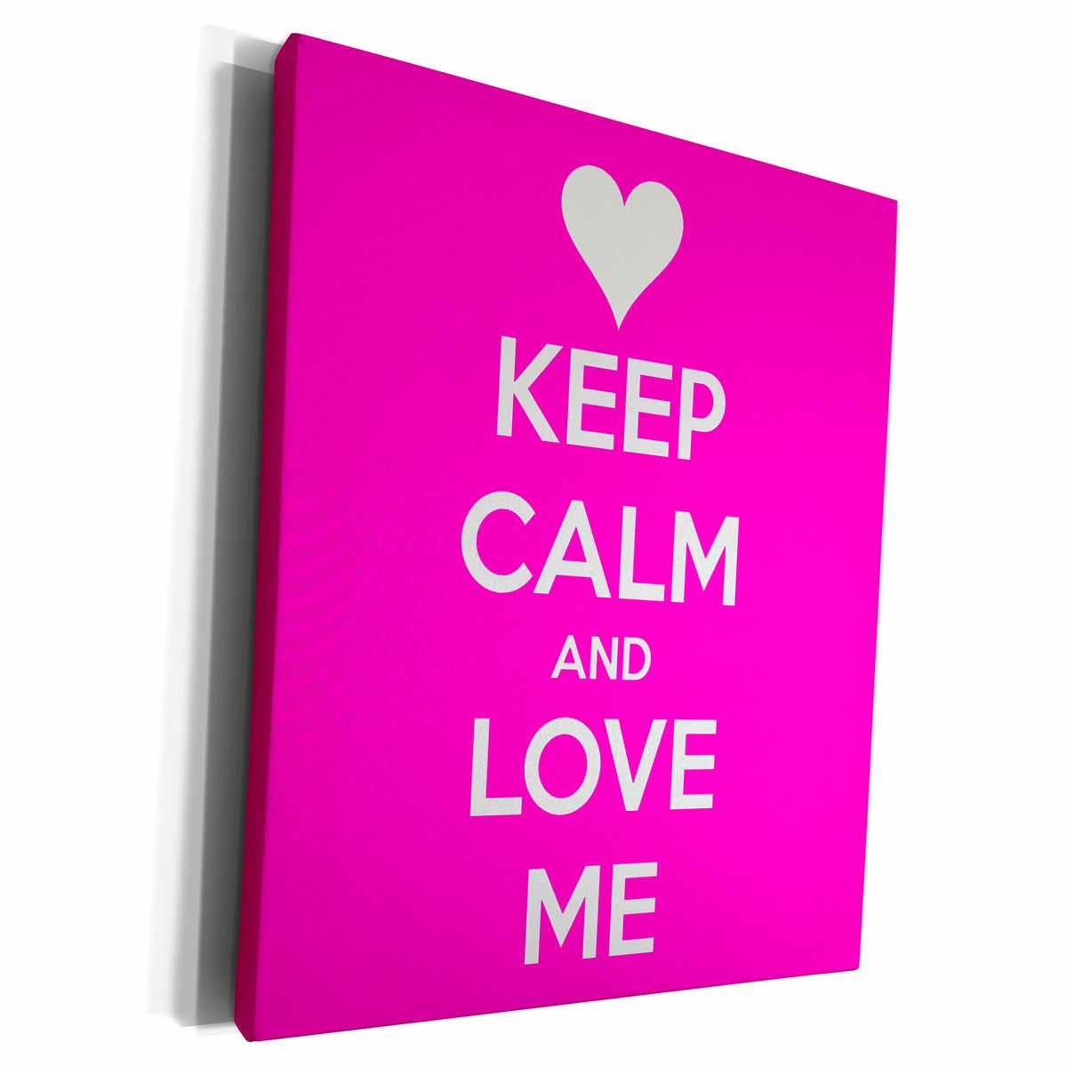 3dRose EvaDane - Quotes - Keep calm and love me. Pink. - Museum Grade Canvas Wrap (cw_194312)