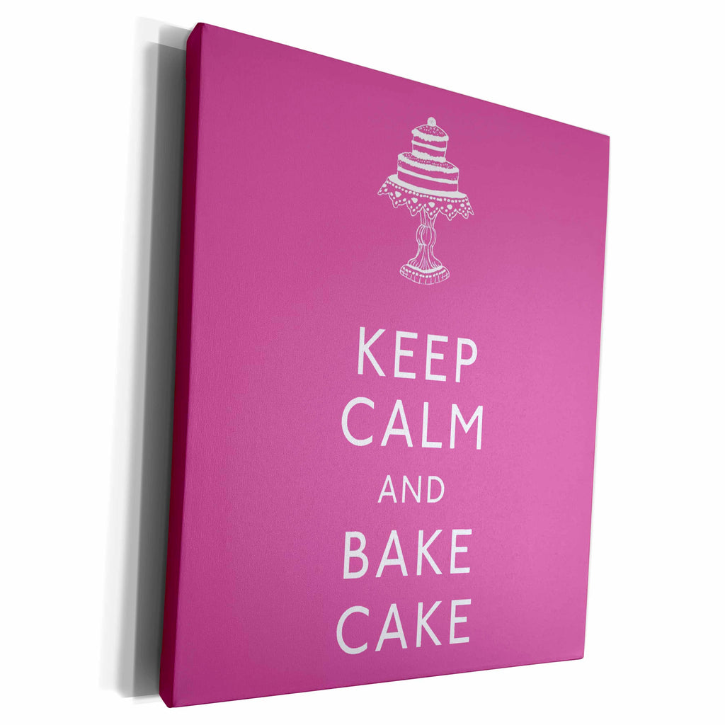3dRose Keep calm and bake cake. Pink. - Museum Grade Canvas Wrap (cw_194319)
