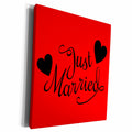 3dRose EvaDane - Quotes - Just married. Red. - Museum Grade Canvas Wrap (cw_194331)