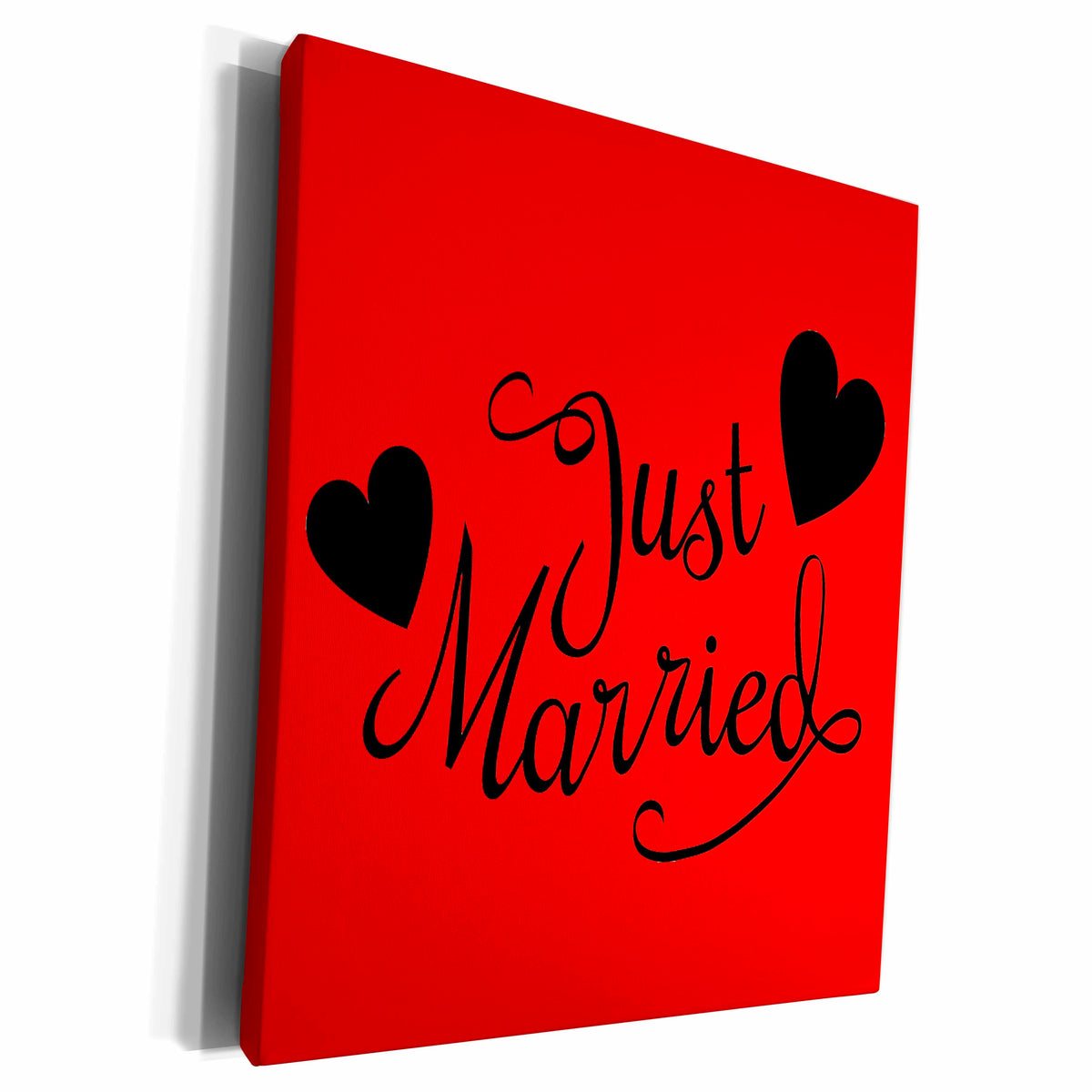3dRose EvaDane - Quotes - Just married. Red. - Museum Grade Canvas Wrap (cw_194331)