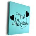 3dRose EvaDane - Quotes - Just married. Aqua. - Museum Grade Canvas Wrap (cw_194333)