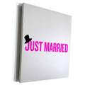 3dRose EvaDane - Quotes - Just married. Top hat. Pink. - Museum Grade Canvas Wrap (cw_194335)