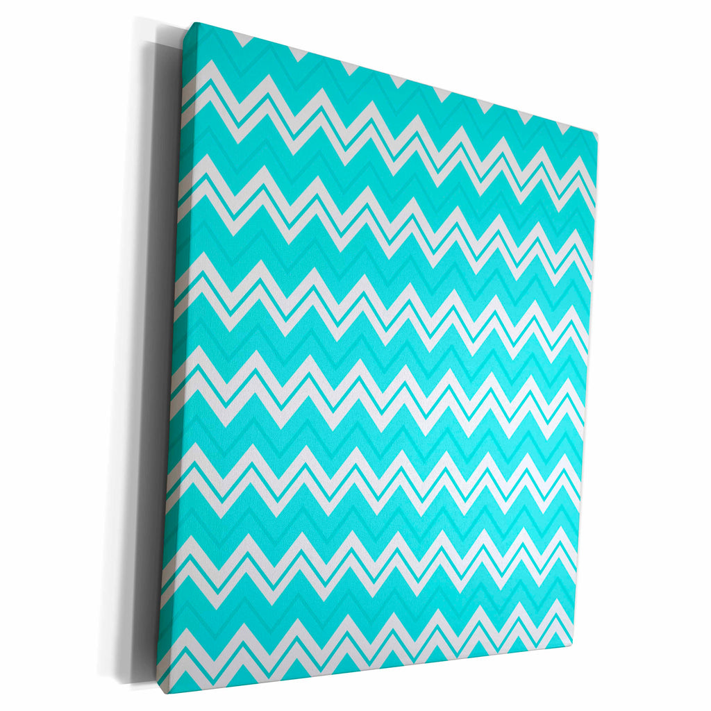 3dRose Teal Blue Chevron Zigzag Pattern - Museum Grade Canvas Wrap (cw_195250)