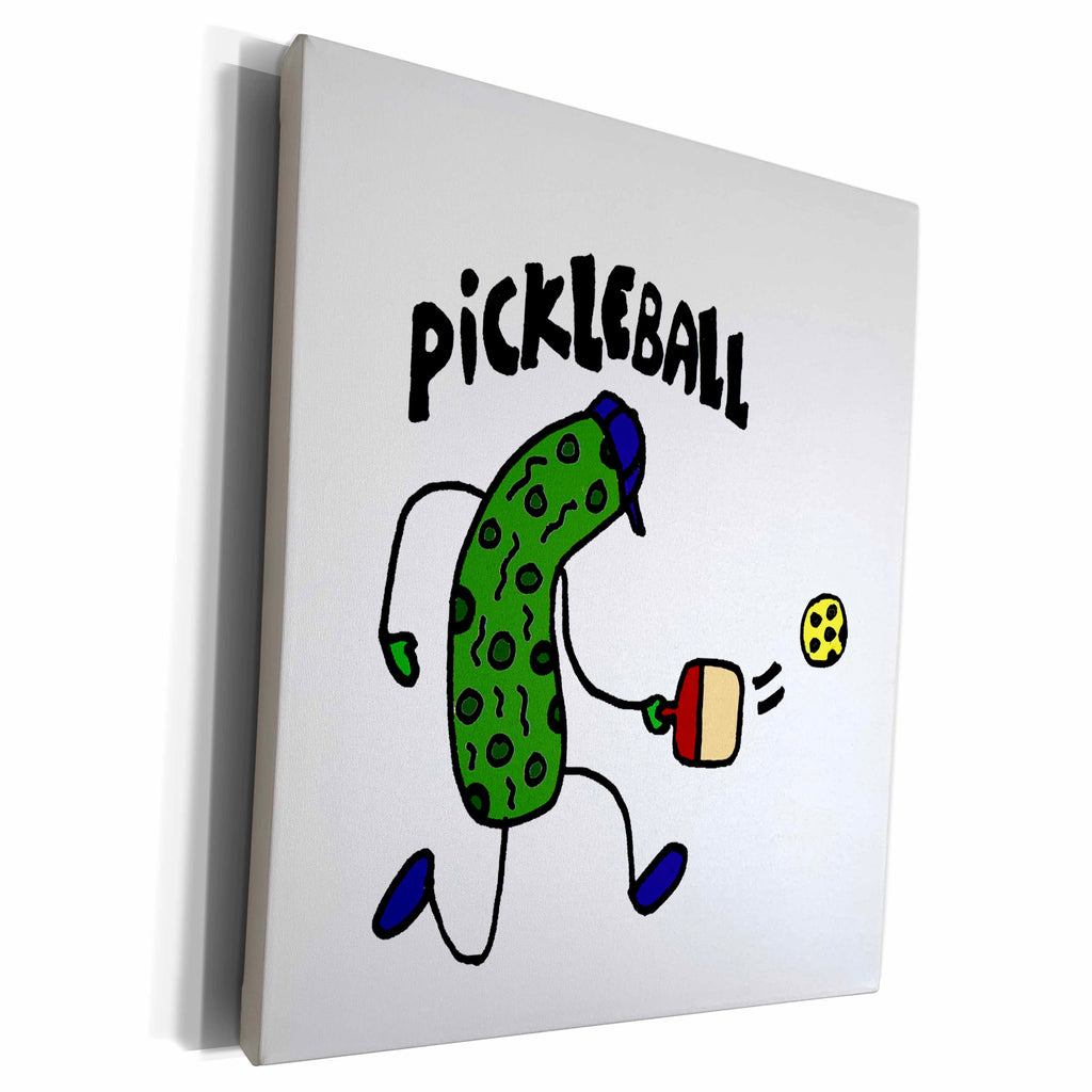 3dRose Funny Pickle Playing Pickle Ball - Museum Grade Canvas Wrap (cw_195269)