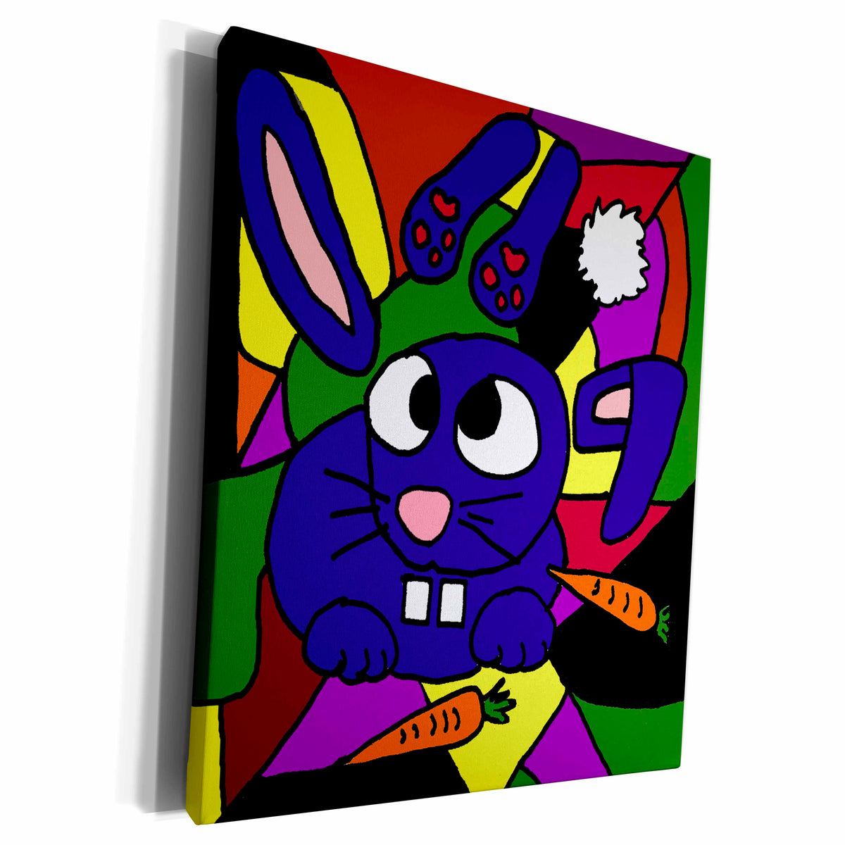 3dRose Funny Blue Bunny Rabbit Art Abstract - Museum Grade Canvas Wrap (cw_196102)
