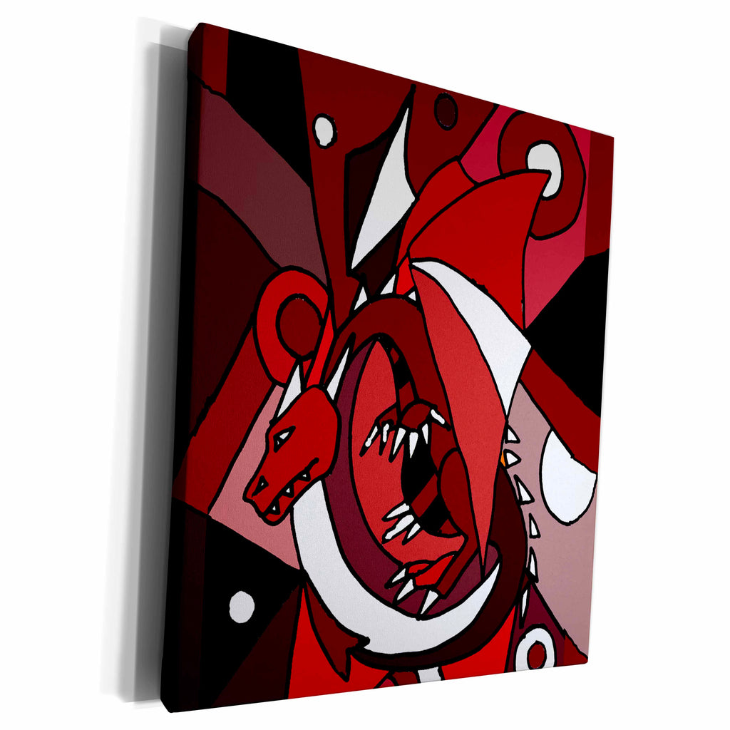 3dRose Awesome Red Dragon Abstract Art - Museum Grade Canvas Wrap (cw_196107)
