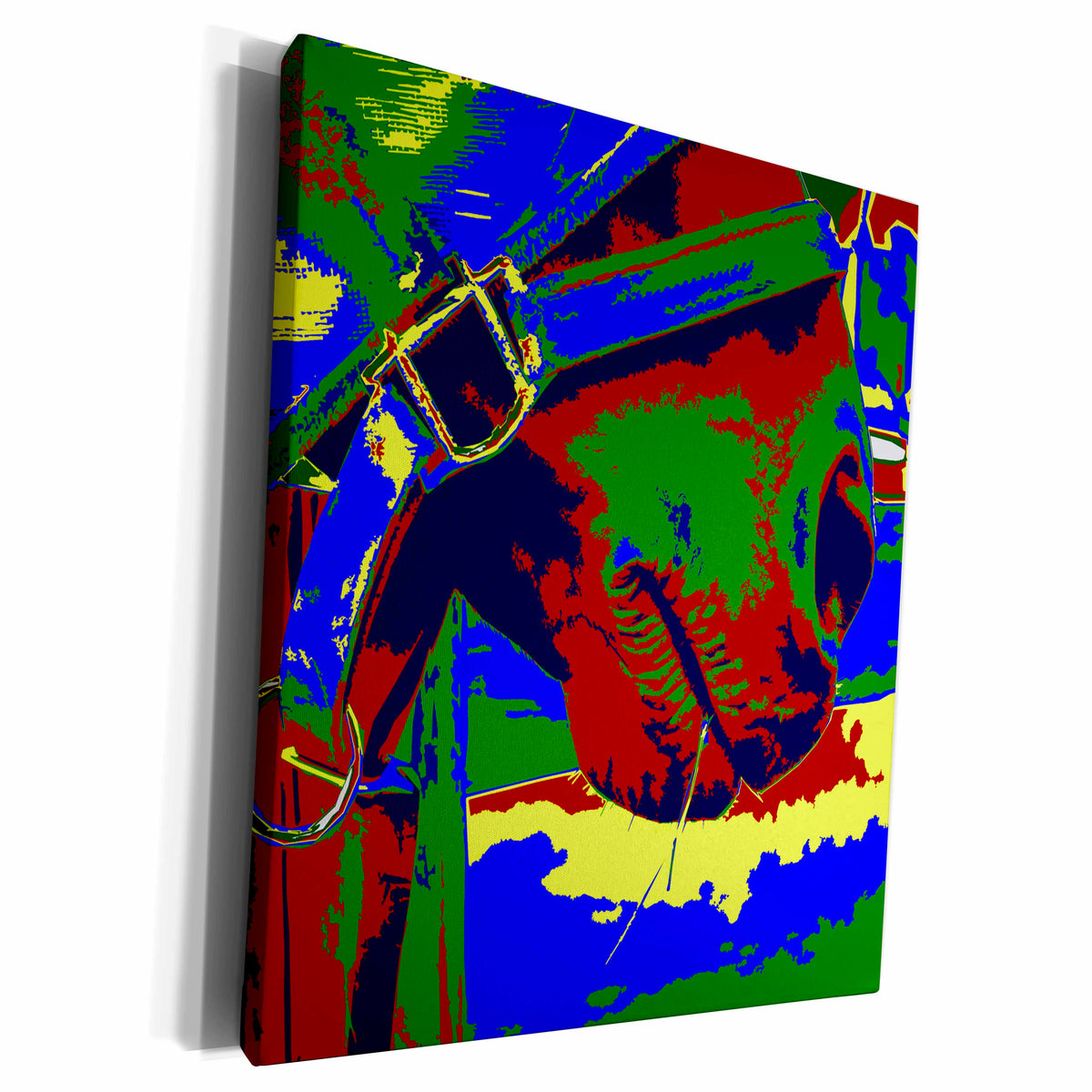 3dRose Horse halter muzzle hay grass red blue graphic - Museum Grade Canvas Wrap (cw_196155)