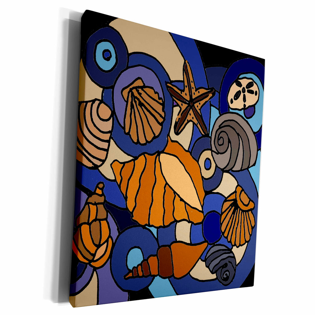 3dRose Colorful Seashells Art Abstract - Museum Grade Canvas Wrap (cw_196234)