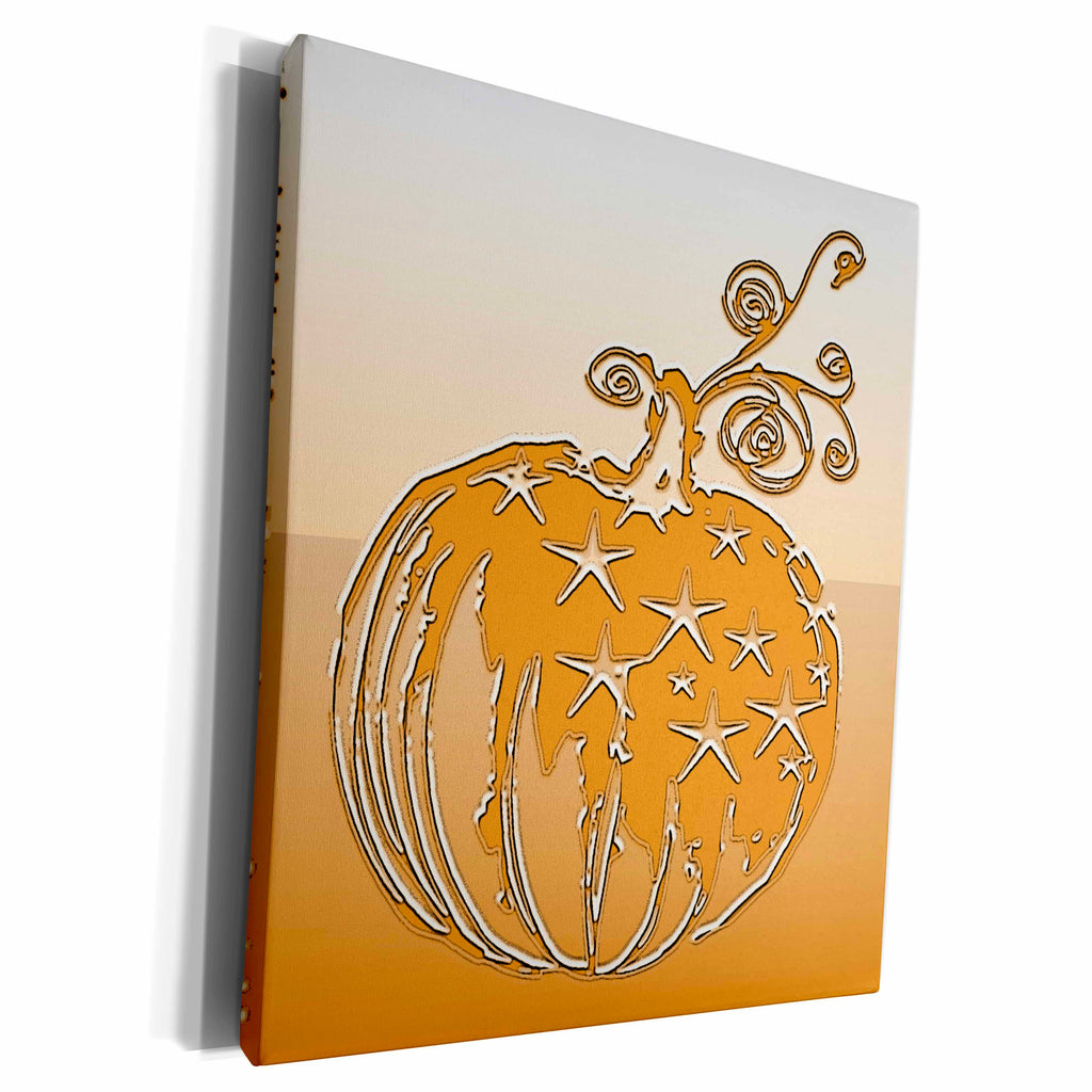 3dRose Plaster embossed Print Pumpkin - Museum Grade Canvas Wrap (cw_19839)
