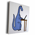 3dRose Funny Dinosaur using Laptop Perfect for COBOL... - Museum Grade Canvas Wrap (cw_200090)