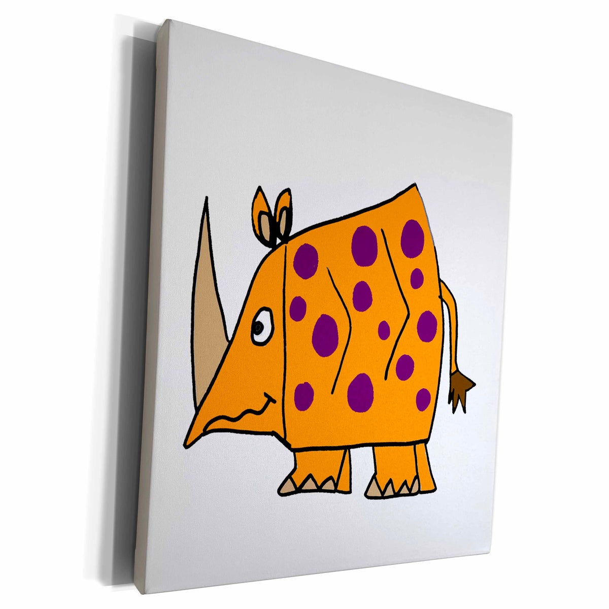 3dRose Funny Spotted Orange Rhino Art - Museum Grade Canvas Wrap (cw_200092)