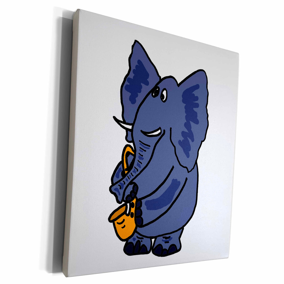 3dRose Funny Elephant Playing the Saxophone - Museum Grade Canvas Wrap (cw_200166)