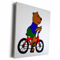 3dRose Funny Brown Bear Riding Bicycle - Museum Grade Canvas Wrap (cw_200194)