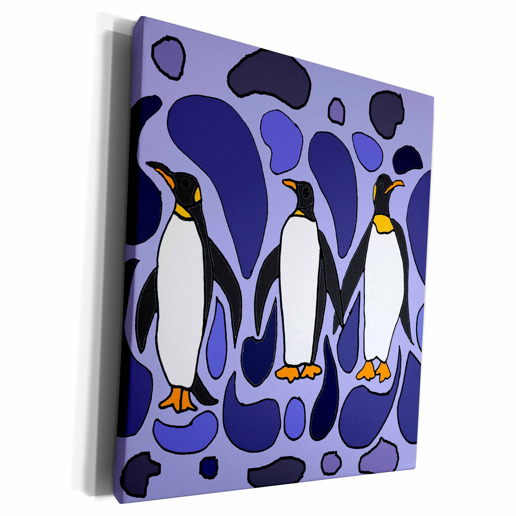 3dRose Fun Emperor Penguin Art Abstract - Museum Grade Canvas Wrap (cw_200504)