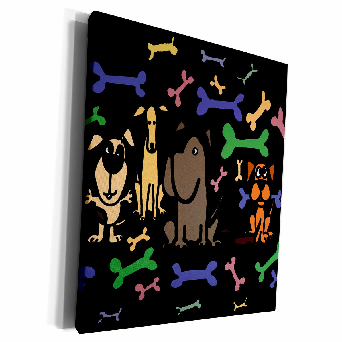 3dRose Fun Dogs and Biscuits Abstract Art - Museum Grade Canvas Wrap (cw_200530)