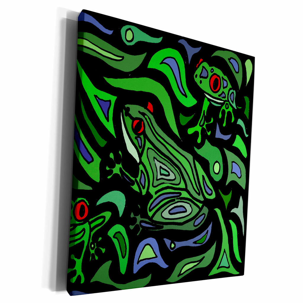 3dRose Fun Frogs Art Abstract Original - Museum Grade Canvas Wrap (cw_200600)