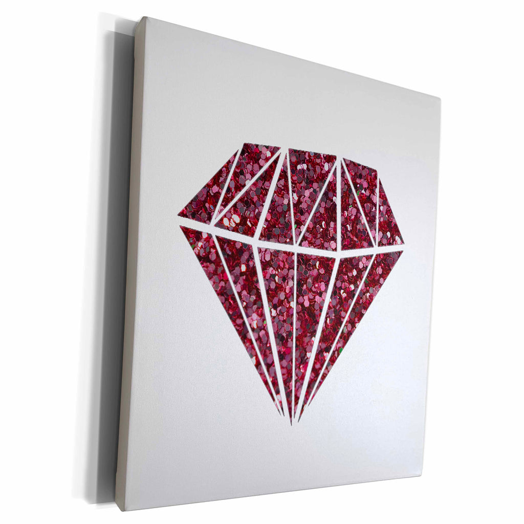 3dRose ToryAnne Collections Art - Cool ruby glitter diamond - Museum Grade Canvas Wrap (cw_200914)