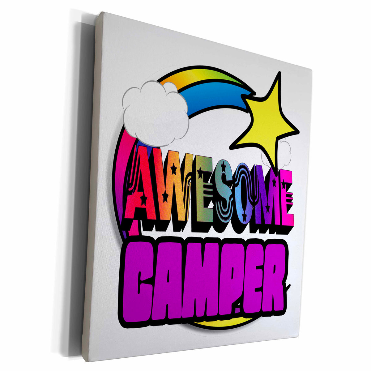 3dRose Shooting Star Rainbow Awesome Camper - Museum Grade Canvas Wrap (cw_201237)