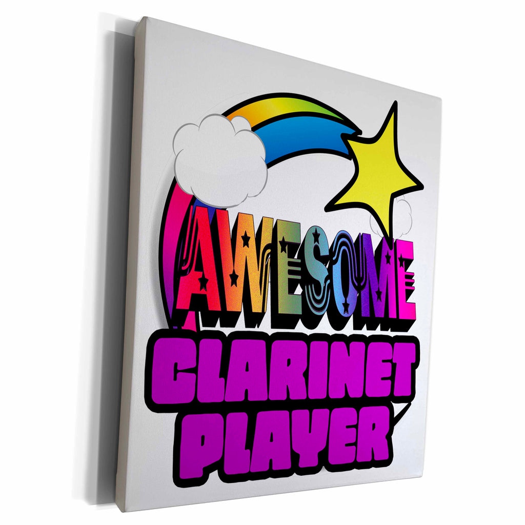 3dRose Shooting Star Rainbow Awesome Clarinet Player - Museum Grade Canvas Wrap (cw_201248)